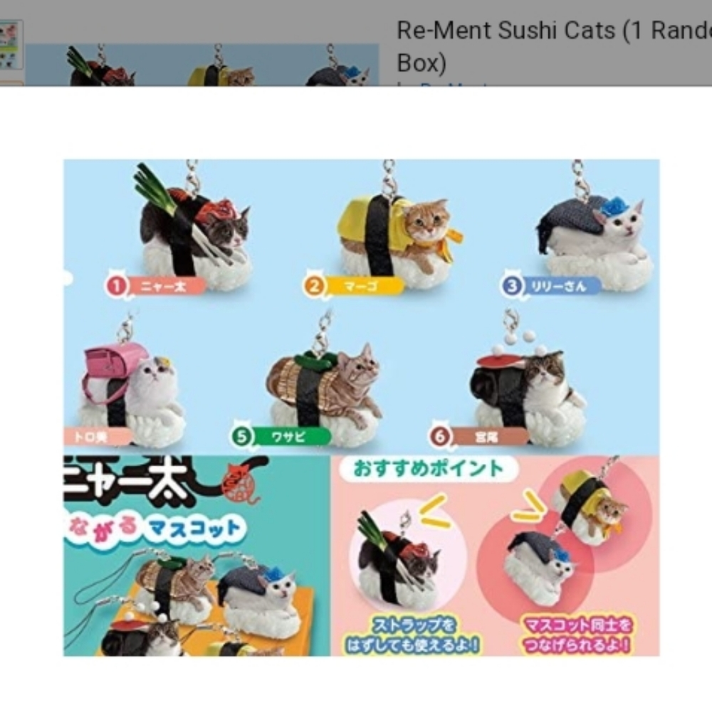 Re-Ment Tamago Sushi Cat Keychain